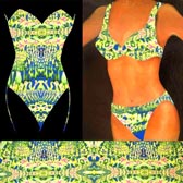 Nyomott mintás fürdőruha anyag - GREEN